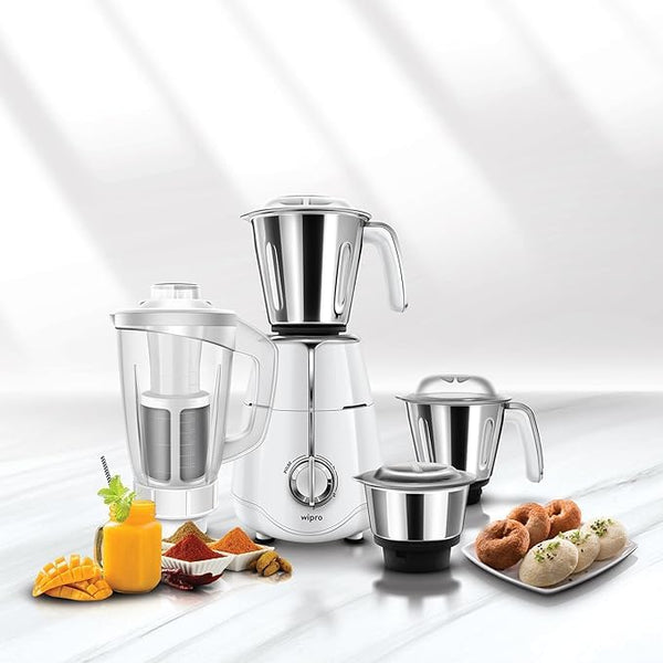 Wipro Elato FMG207 1000 Watt Mixer Grinder (4 Jars, White)