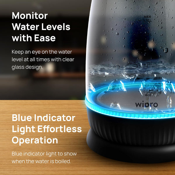 Wipro Elato BK214 1.8 litre Glass LED electric Kettle with Keep warm Function