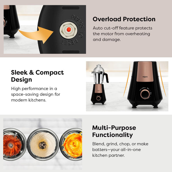 Wipro Elato Divine 800 Watt Mixer Grinder with 4 Jars FMG 215