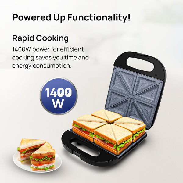 Wipro Elato Extra Large 4-Slice sandwich maker with Ceramic Plates BS203 1400W