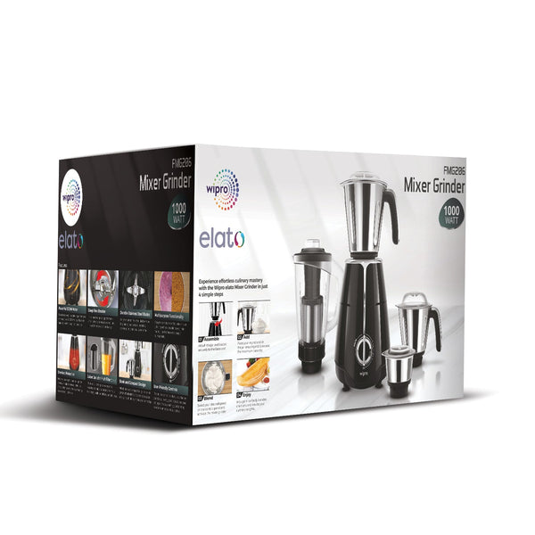 Wipro Elato FMG206 1000W Mixer Grinder (4 Jars, Black)