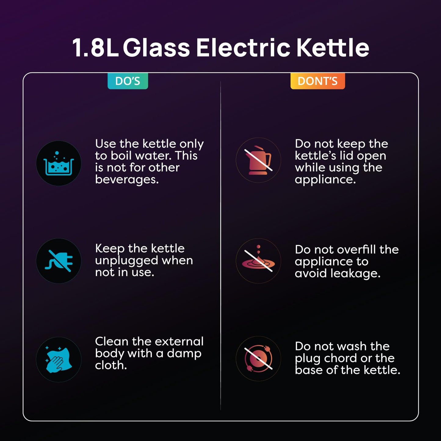 Wipro Elato 1.8 litre Glass LED electric Kettle with Keep warm Function