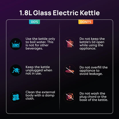 Wipro Elato 1.8 litre Glass LED electric Kettle with Keep warm Function