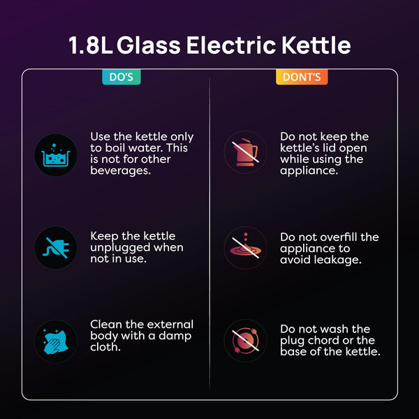 Wipro Elato 1.8 litre Glass LED electric Kettle with Keep warm Function