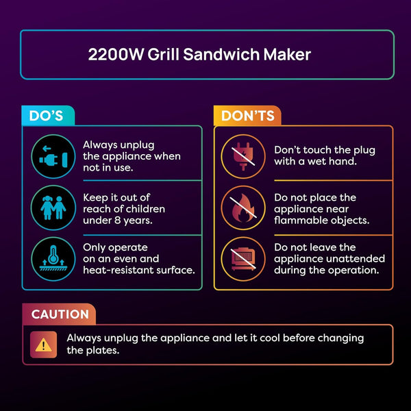 Wipro Elato BS205 2200 Watt Super Jumbo Ceramic Grill Sandwich Maker