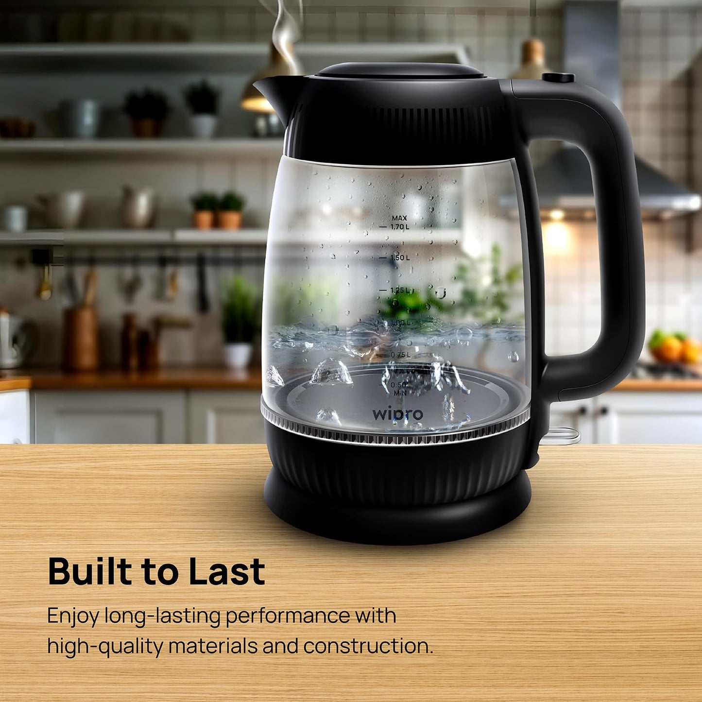 Wipro Elato BK214 1.8 litre Glass LED electric Kettle with Keep warm Function