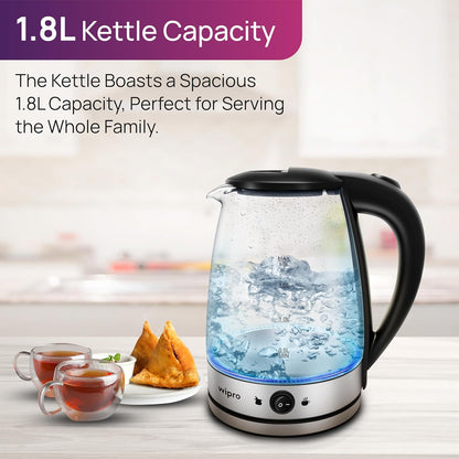 Wipro Elato 1.8 litre Glass LED electric Kettle with Keep warm Function