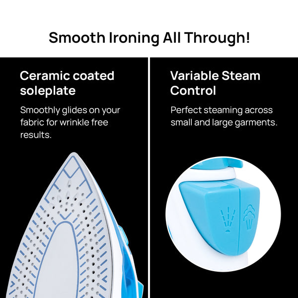 Wipro Elato GS206 2in1 Cord Plus Cordless Steam Iron|Dry&Steam Iron|1250 Watts|Scratch Resistant Ceramic Soleplate|Vertical&Horizontal Steaming|Anti Calc|Anti Drip|Autoclean Tech|2 Years Warranty