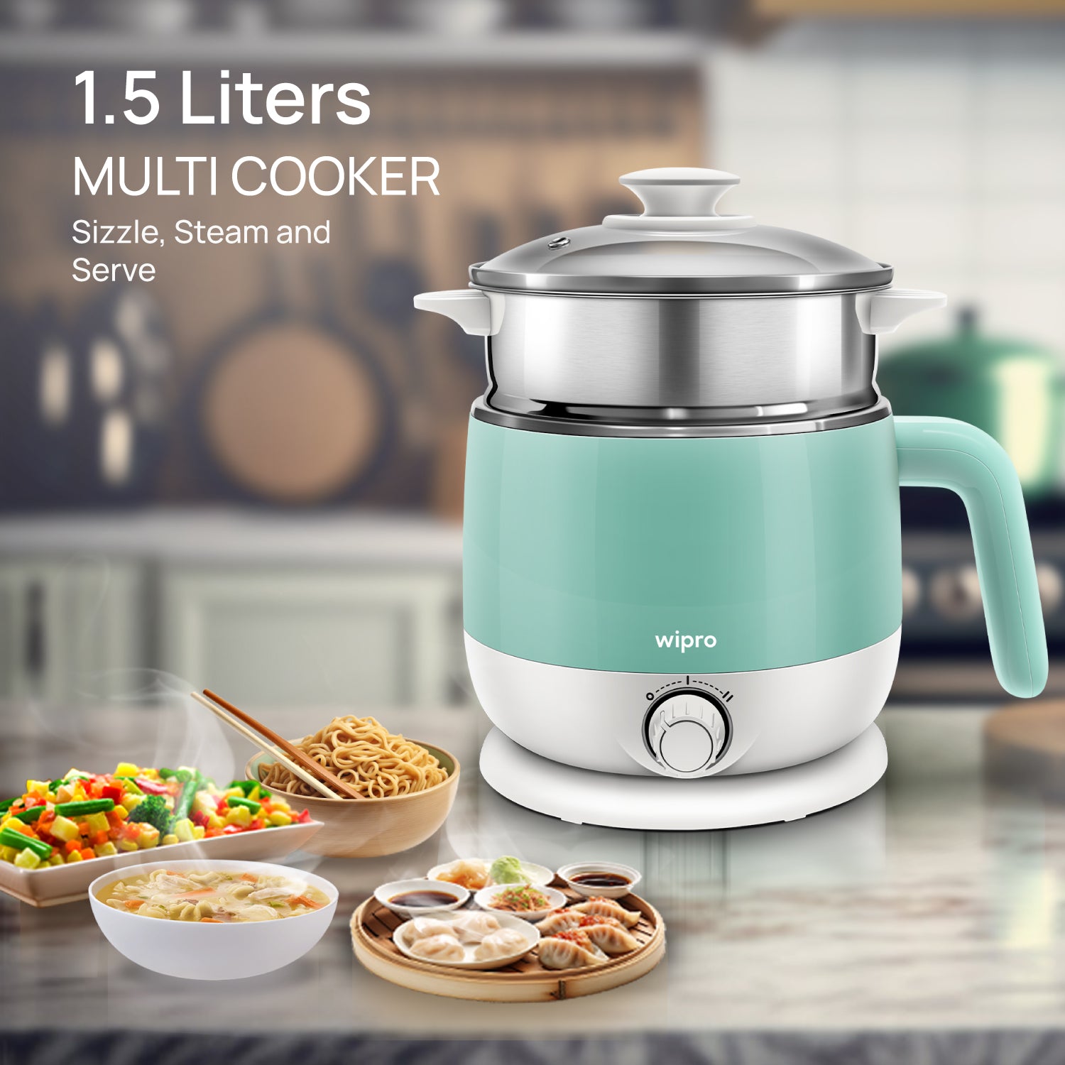 Buy Wipro Elato BK212 Multi Cooker Kettle 1.5L Cool Touch RustProof with Dual Temperature Control